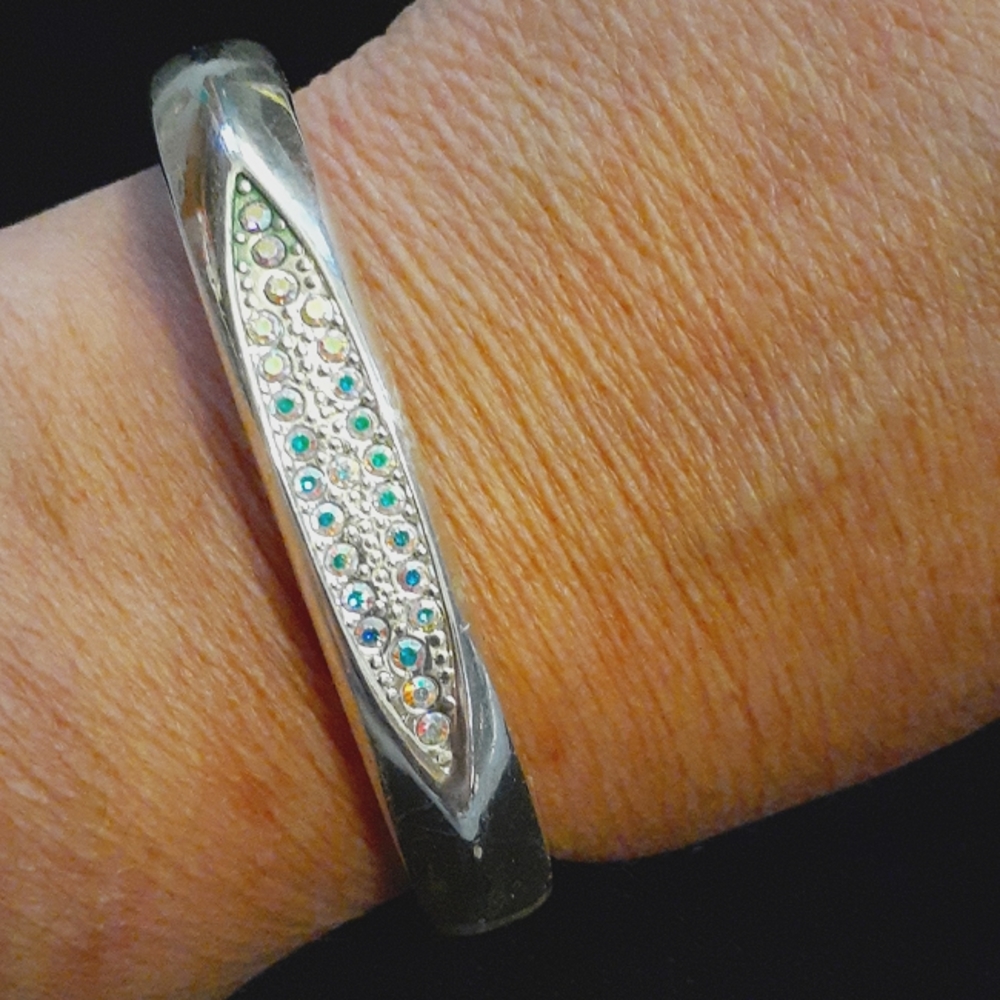 Aurora borealis or iridescent rainbow prism colors bangle